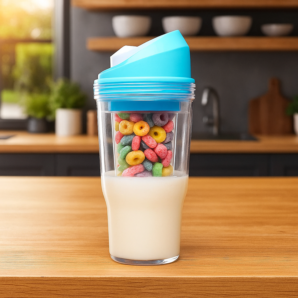 🥛 CrunchCup™ – Cereal & Milk On-The-Go, Perfectly Fresh Every Sip!