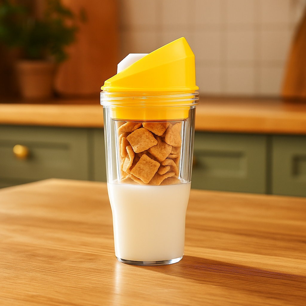 🥛 CrunchCup™ – Cereal & Milk On-The-Go, Perfectly Fresh Every Sip!