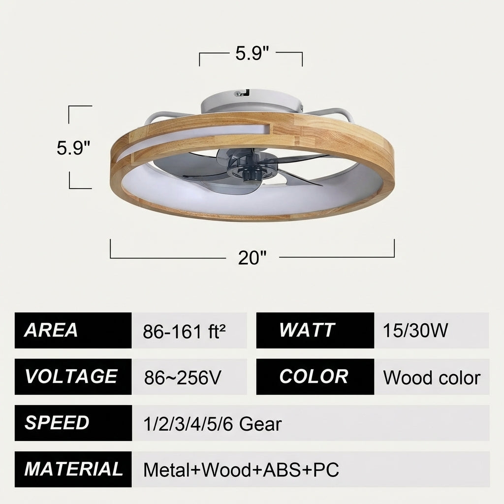 Wood Ring Ceiling Fan Light