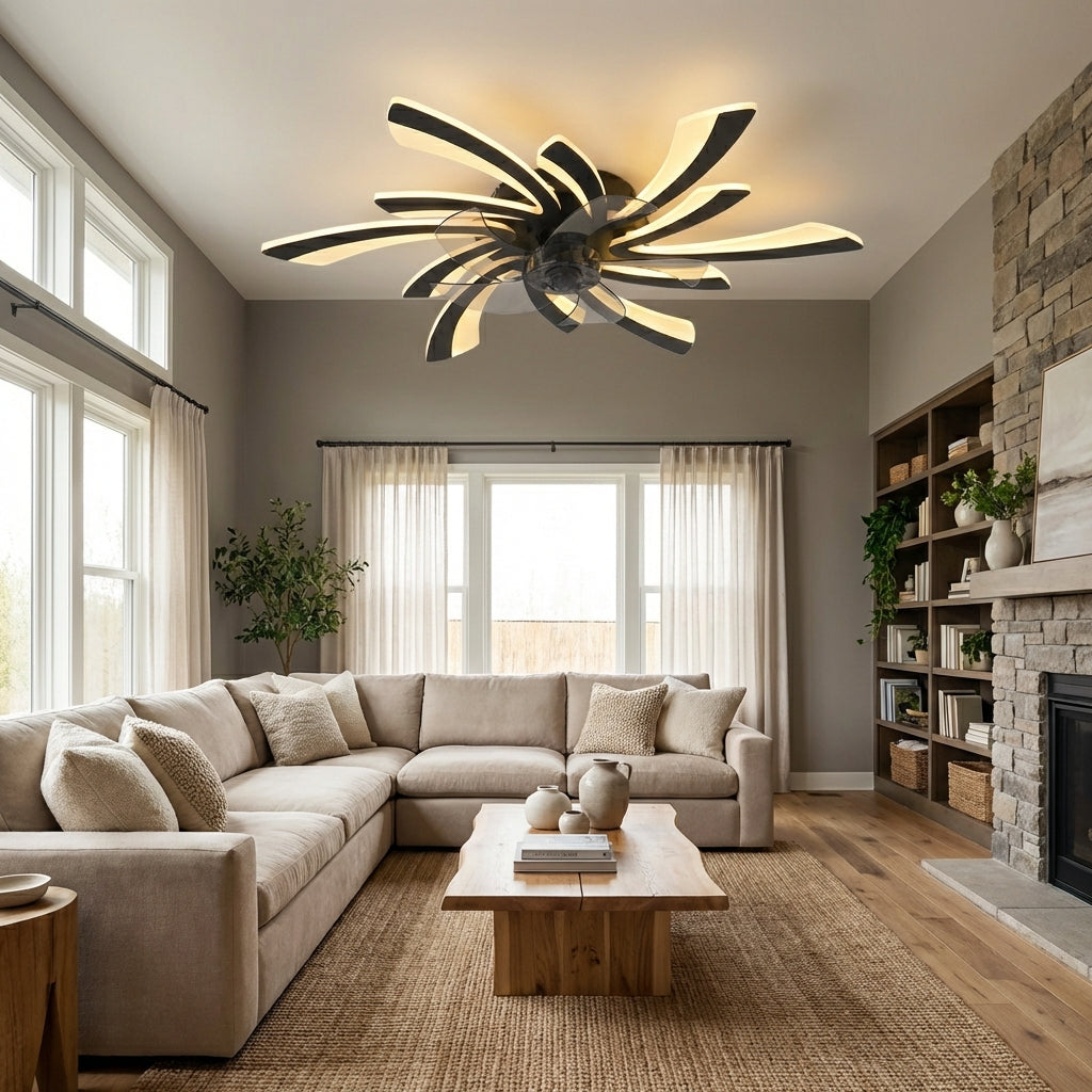 Sculptural Blade Ceiling Fan Light