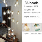 Modern Spiral Staircase Lighting Chandelier Crystal Glass Ball Lamp