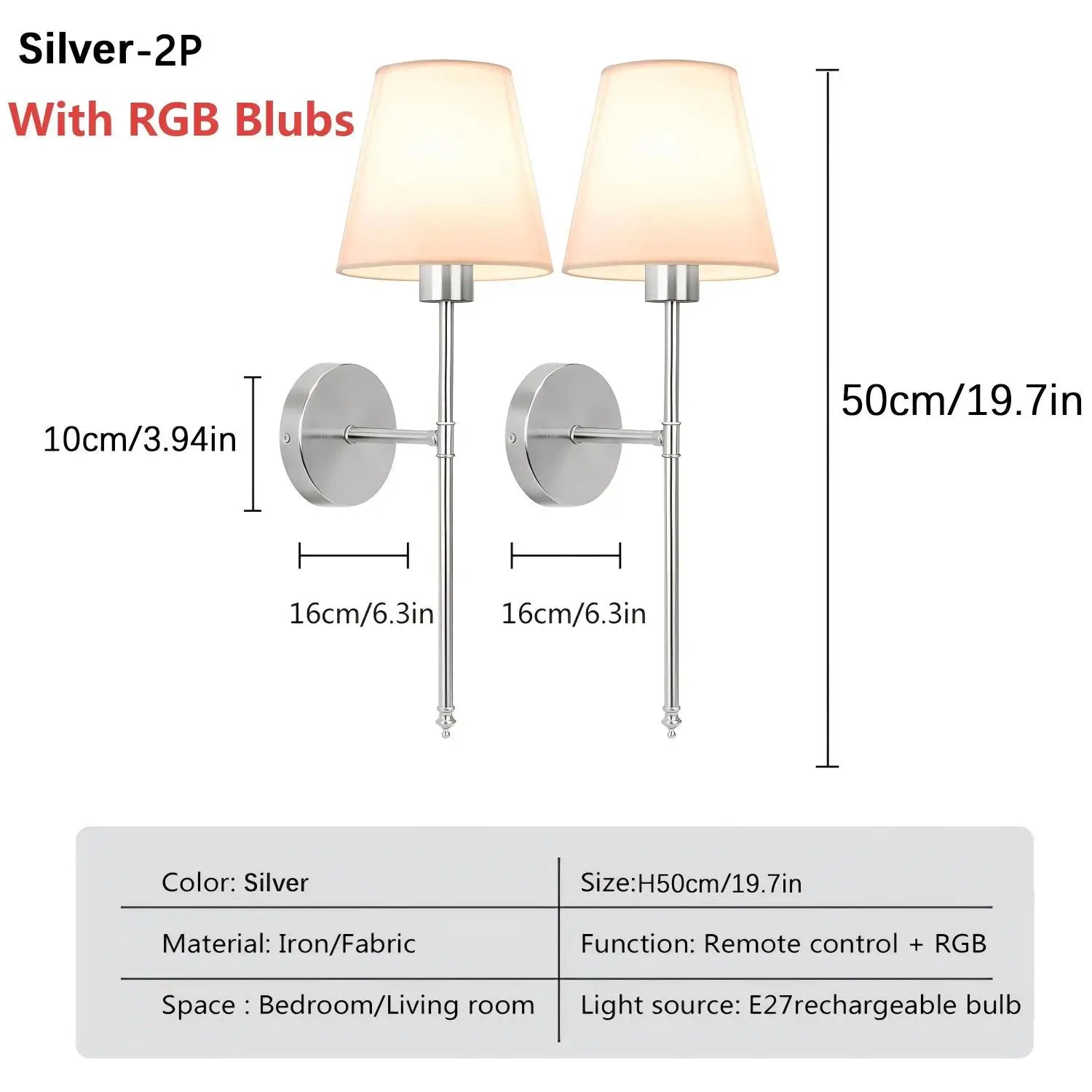 DARHYN - Recharge LED Wall Lamp RGB Bulb