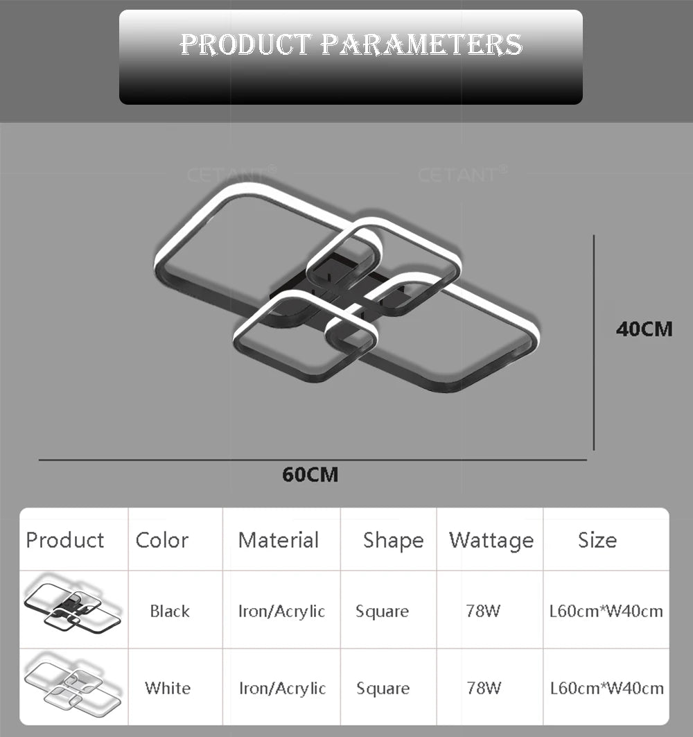 DARHYN - LED Ceiling Light 4 Squares