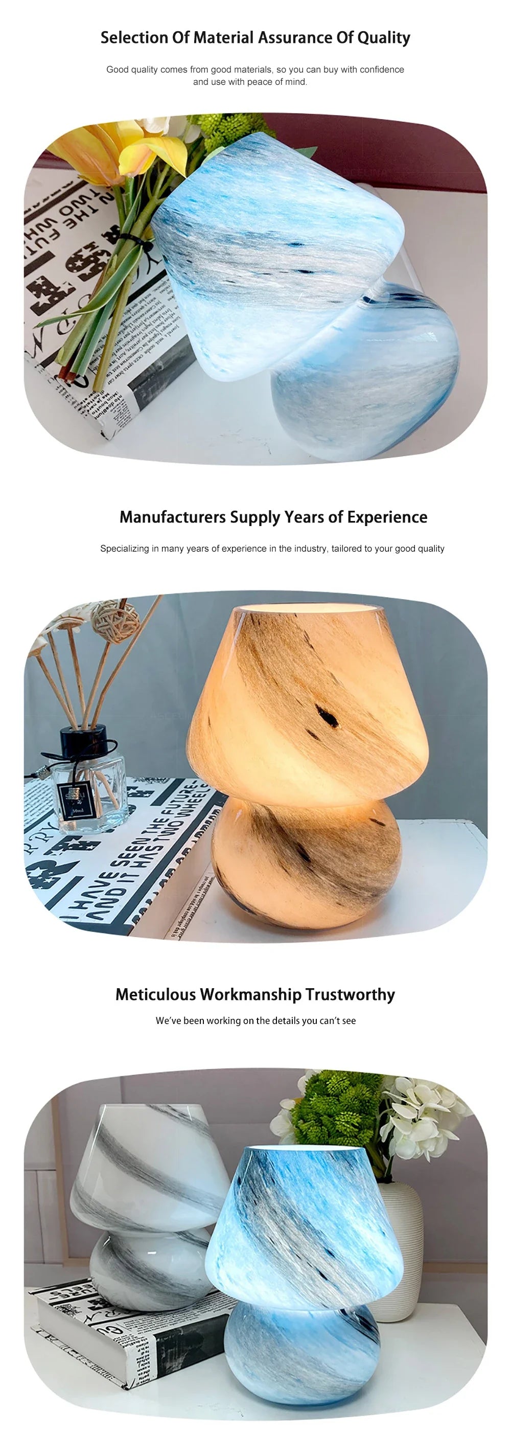 Macaron Modern Glass Table Lamp Mushroom