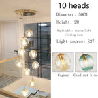 Modern Spiral Staircase Lighting Chandelier Crystal Glass Ball Lamp