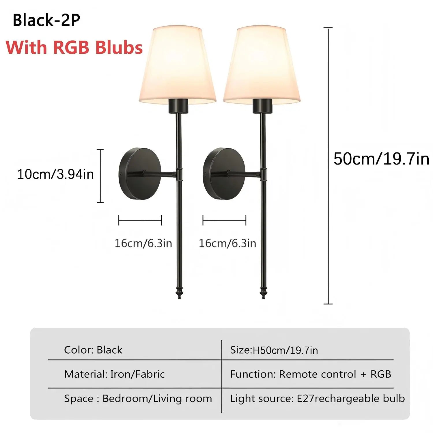 DARHYN - Recharge LED Wall Lamp RGB Bulb