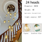 Modern Spiral Staircase Lighting Chandelier Crystal Glass Ball Lamp