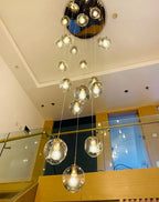Modern Spiral Staircase Lighting Chandelier Crystal Glass Ball Lamp