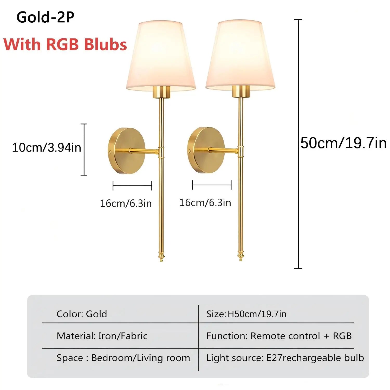 DARHYN - Recharge LED Wall Lamp RGB Bulb