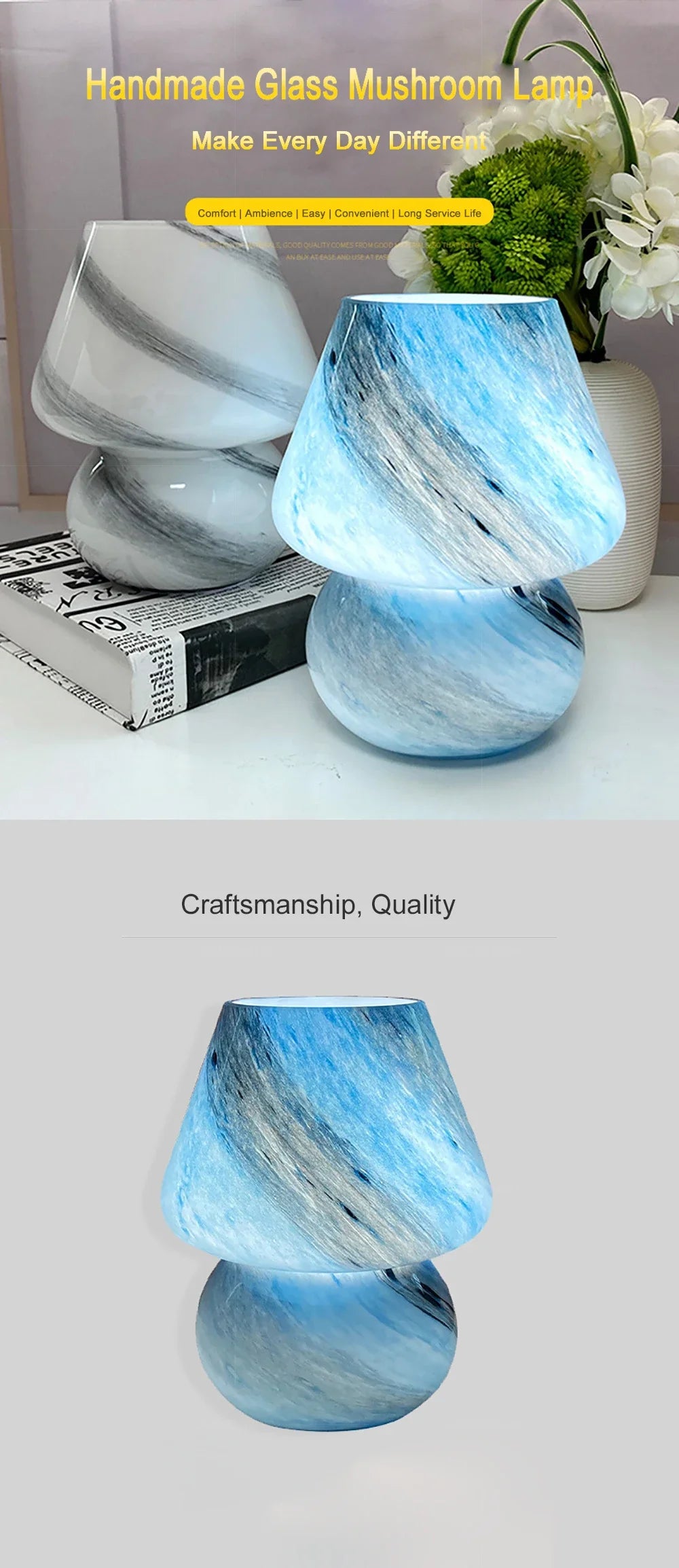 Macaron Modern Glass Table Lamp Mushroom