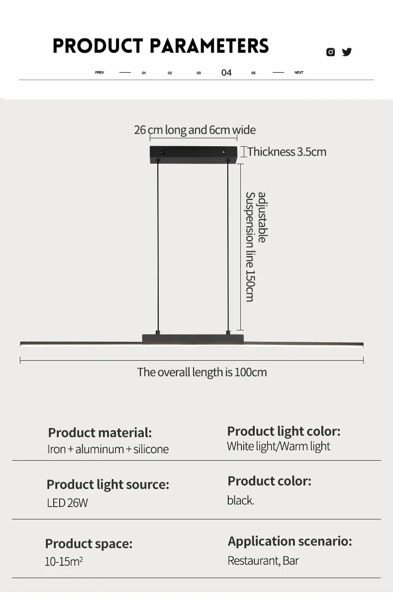 DARHYN - LED Pendant Light Minimalist Stripe