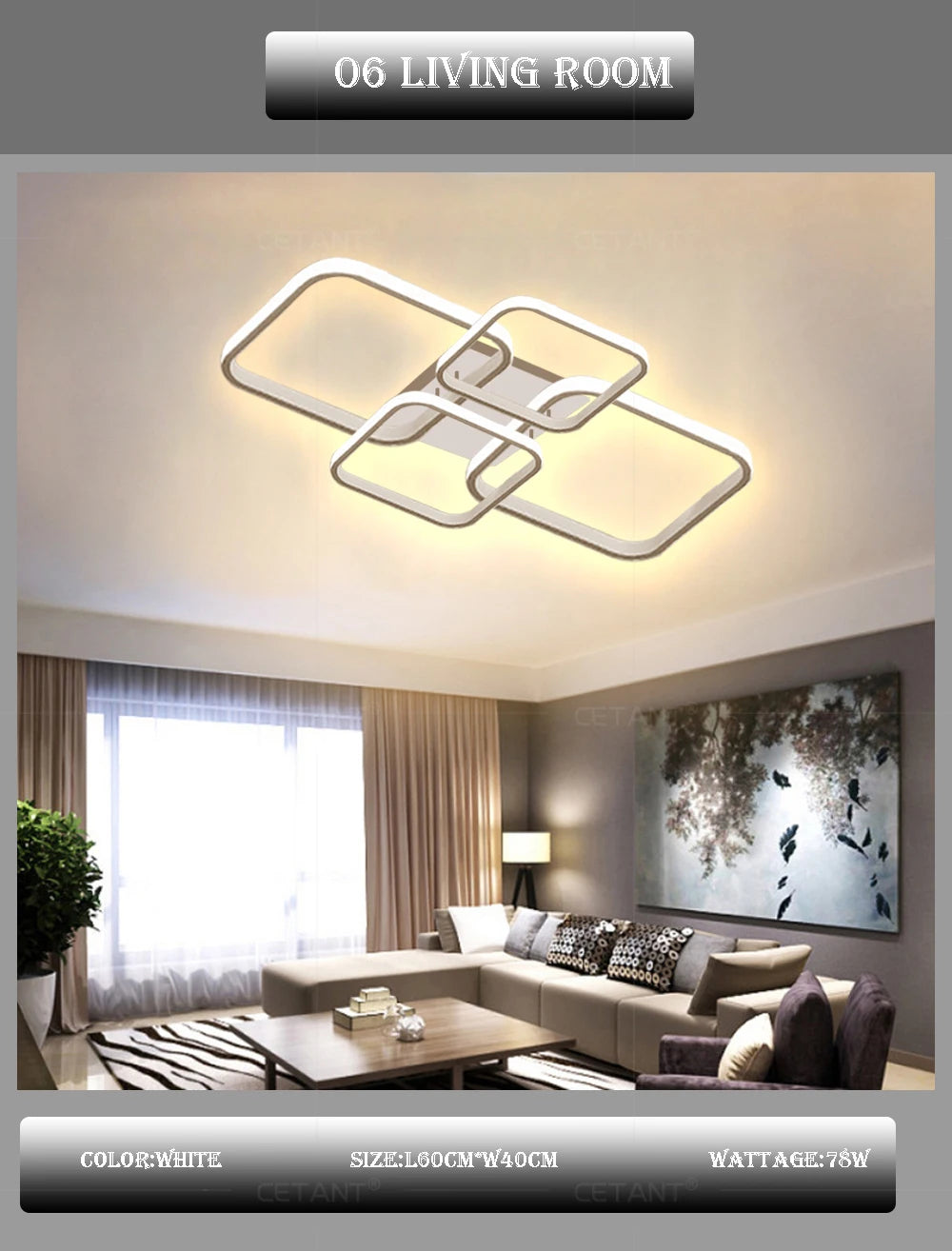 DARHYN - LED Ceiling Light 4 Squares