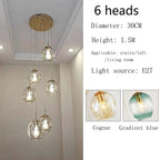 Modern Spiral Staircase Lighting Chandelier Crystal Glass Ball Lamp