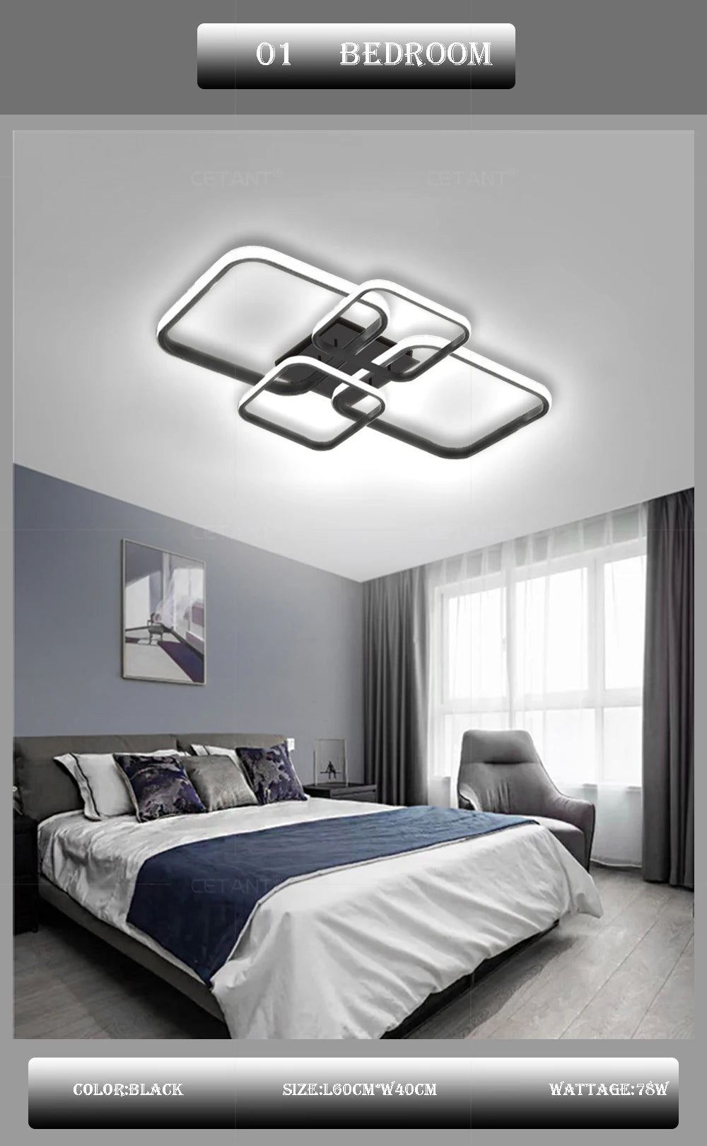 DARHYN - LED Ceiling Light 4 Squares
