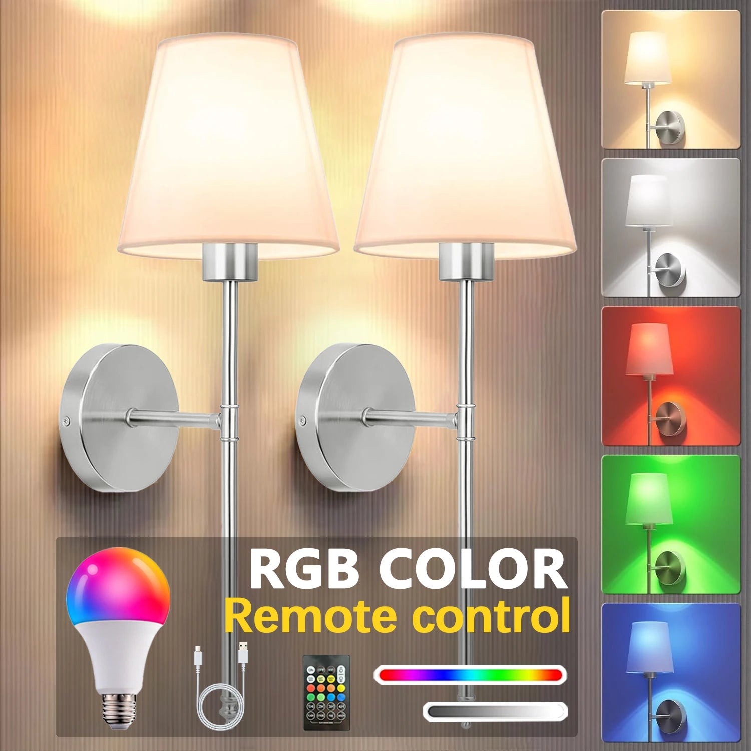 DARHYN - Recharge LED Wall Lamp RGB Bulb
