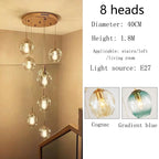 Modern Spiral Staircase Lighting Chandelier Crystal Glass Ball Lamp