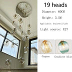 Modern Spiral Staircase Lighting Chandelier Crystal Glass Ball Lamp