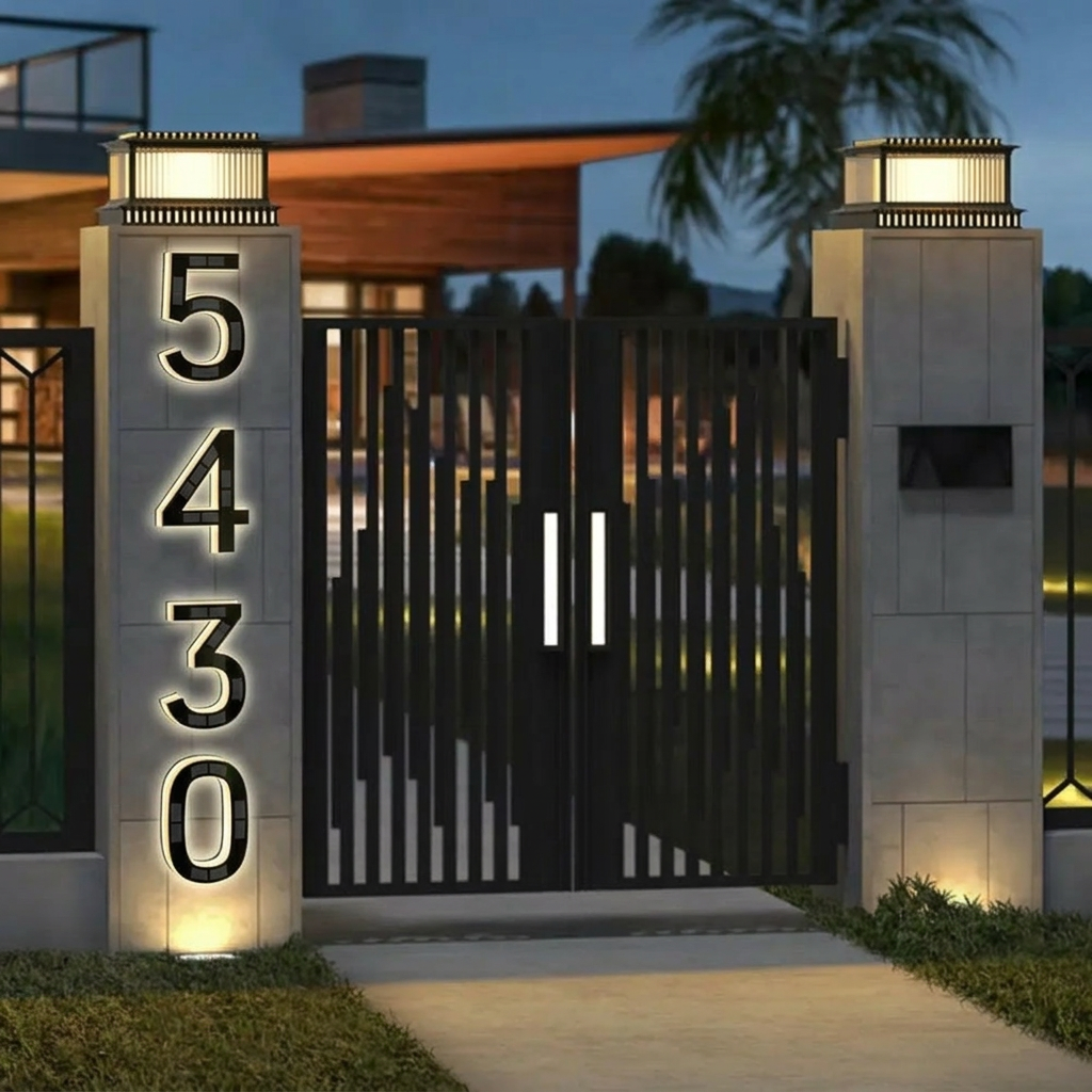 The Estate Illuminated Solar Address Plaque