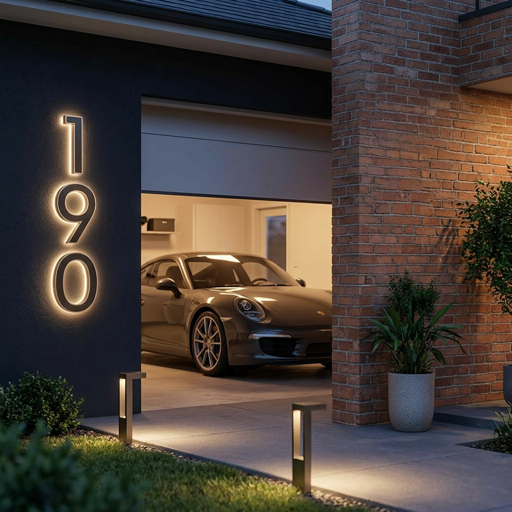 The Estate Illuminated Solar Address Plaque