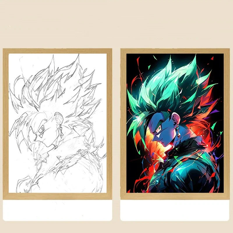 ⚡🔥 Super Saiyan LED Light Frame – Bring Your Favorite Heroes to Life! 💥🌌
