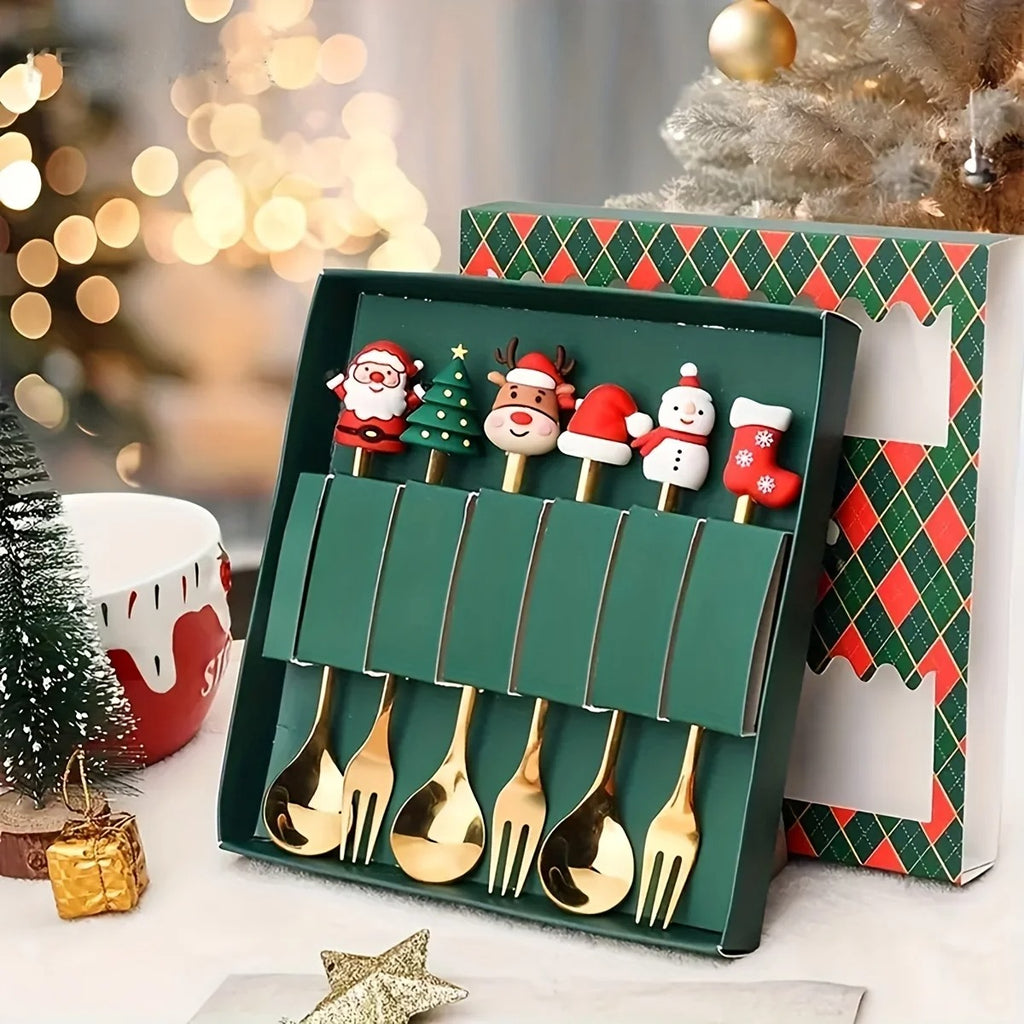 🎄✨ Christmas Holiday Spoon &amp; Fork Gift Set – Limited Edition ✨🎁