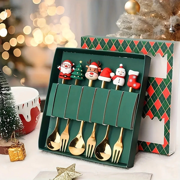 🎄✨ Christmas Holiday Spoon &amp; Fork Gift Set – Limited Edition ✨🎁