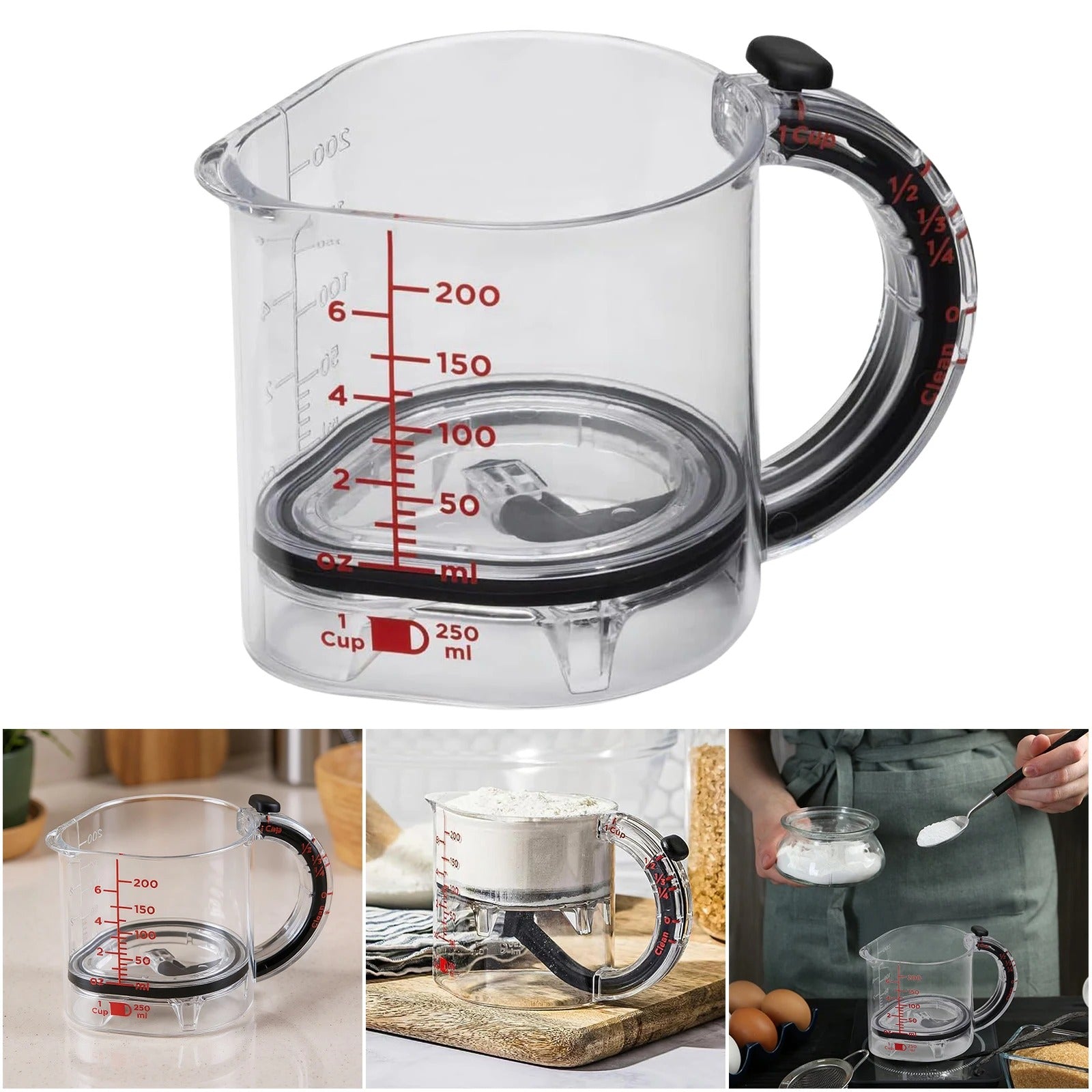 🍳 4-in-1 Adjustable Measuring Cup – Precision, Simplicity, and Clean Cooking
