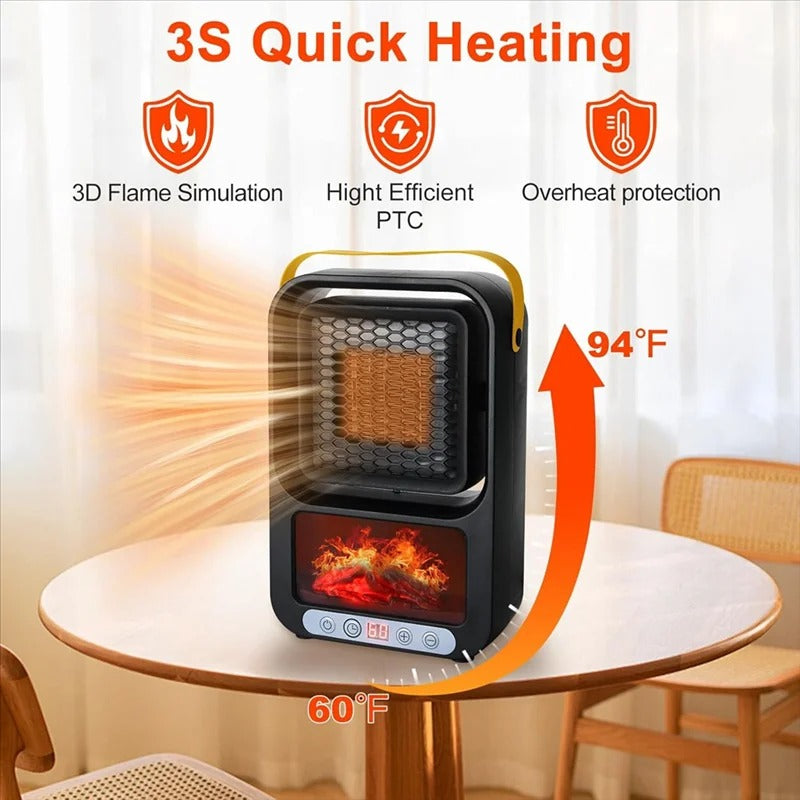 🔥 EmberGlow™ Smart Portable Heater — Cozy Heat with Realistic Flame Ambience