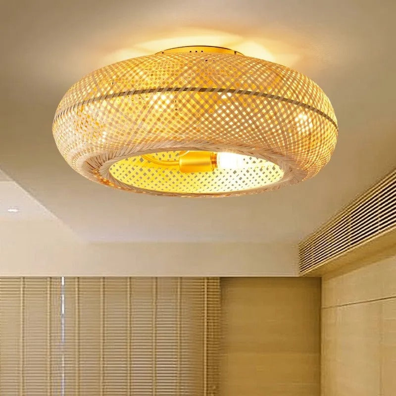 Woven Bamboo Ceiling Fan Light