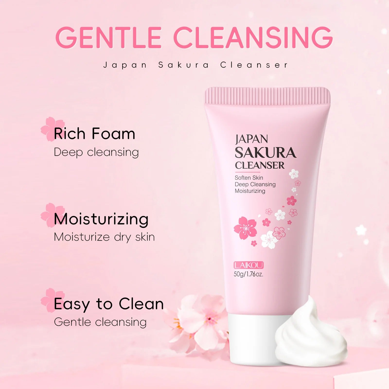 🌸 Japan Sakura Cleanser — Deeply Clean, Softly Glow