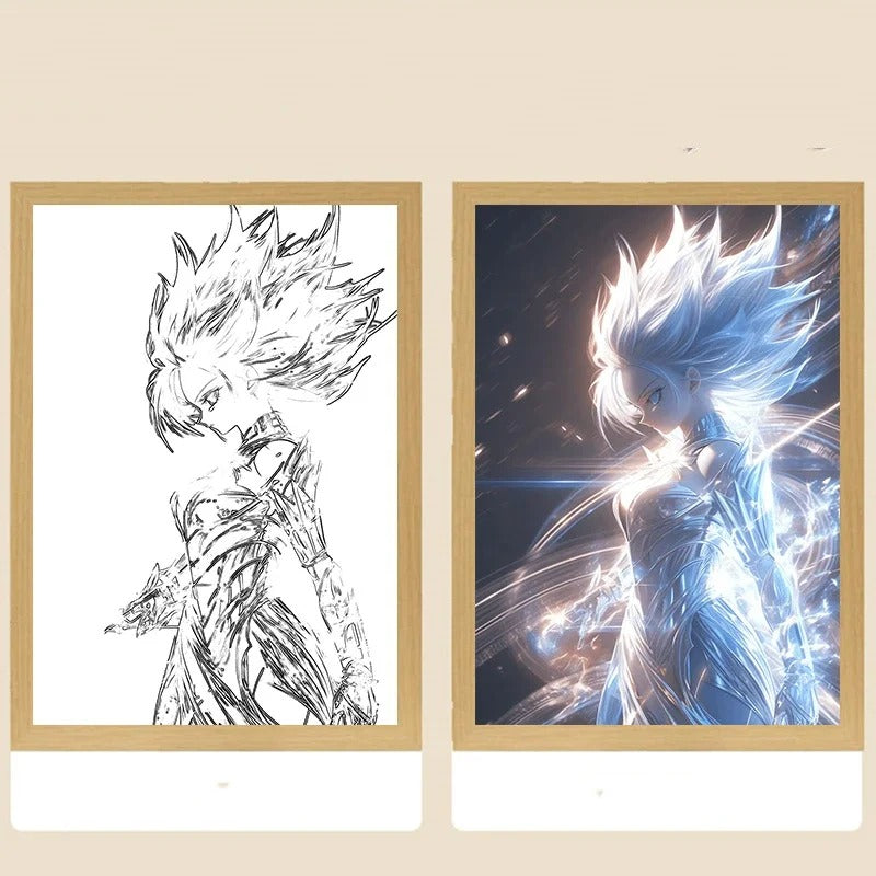 ⚡🔥 Super Saiyan LED Light Frame – Bring Your Favorite Heroes to Life! 💥🌌