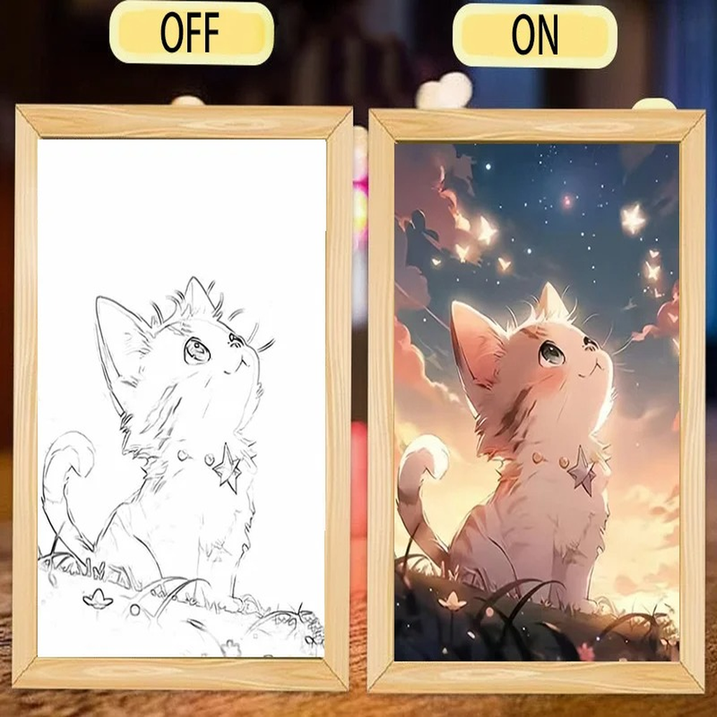 🐾✨ The Cat LED Light Frame Collection – Where Whiskers Meet Wonder! 🌙💛