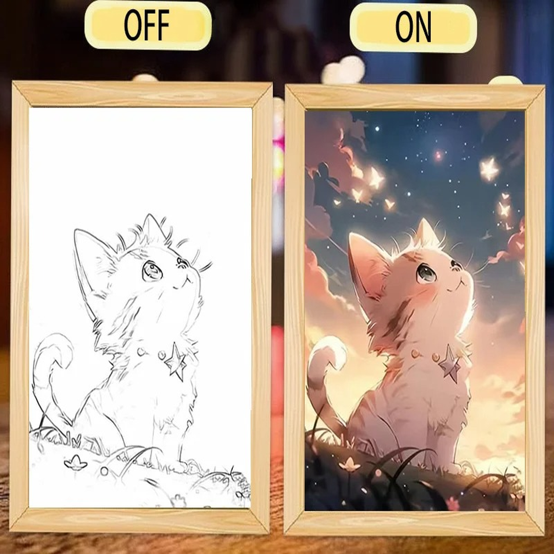 🐾✨ The Cat LED Light Frame Collection – Where Whiskers Meet Wonder! 🌙💛