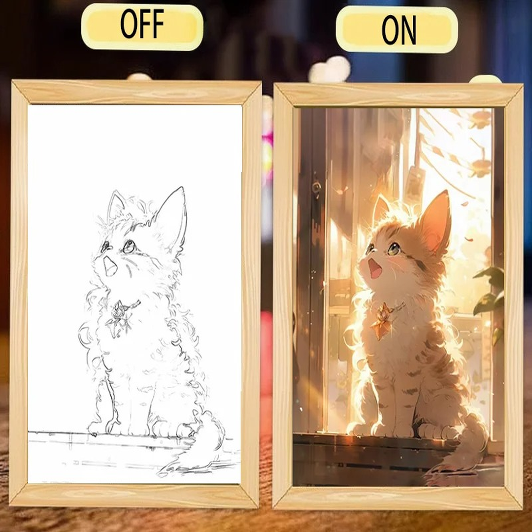 🐾✨ The Cat LED Light Frame Collection – Where Whiskers Meet Wonder! 🌙💛